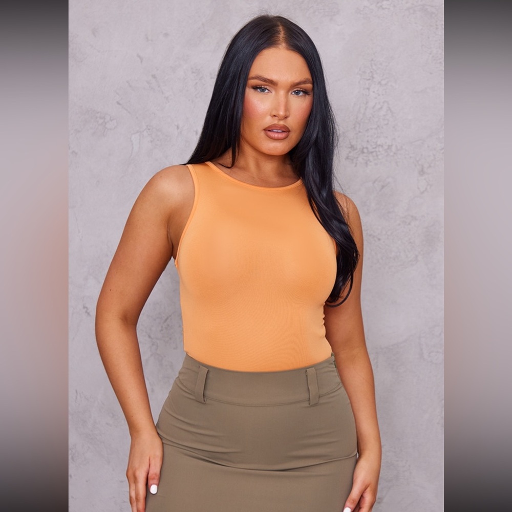 Orange Basic Slinky Racer Bodysuit